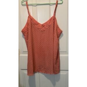 Torrid Sz 2 Women's Adjustable Swing Cami Coral Pink Black Dot Tank Boho Beachy